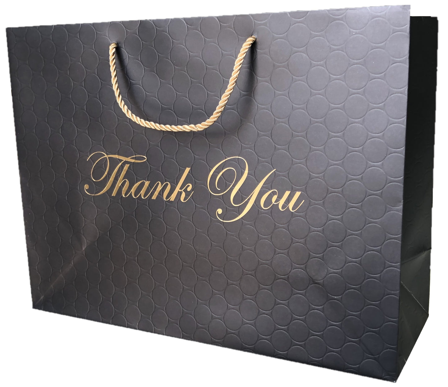 Extra Large Black Thank You Gift Bags XL Paper Shopping Bags with handles 16x6x12 Gold Foil Large Gift Bags Heavy Duty Premium Quality Matte Embossed for Merchandise, Baby Shower Bags store business