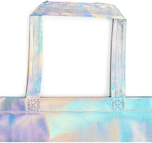 Reusable Extra Large Gift Bags - 16x12 Iridescent Shiny Holographic Boutique Bags with Handles - XL Gift Bags - Perfect for Small Business 16x6x12nches - Eco Friendly