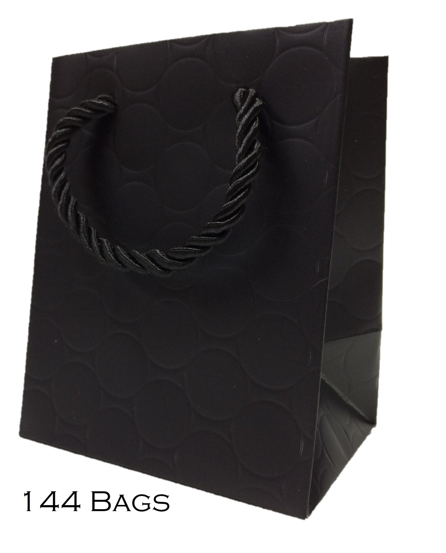 Extra Small Gift Bags with Handles [Pack of 12] Black Little Paper Bags Mini 4x3x5 Premium Quality Fancy Cute Modern Circle Embossed for Jewelry Merchandise Charms Wedding Shopping