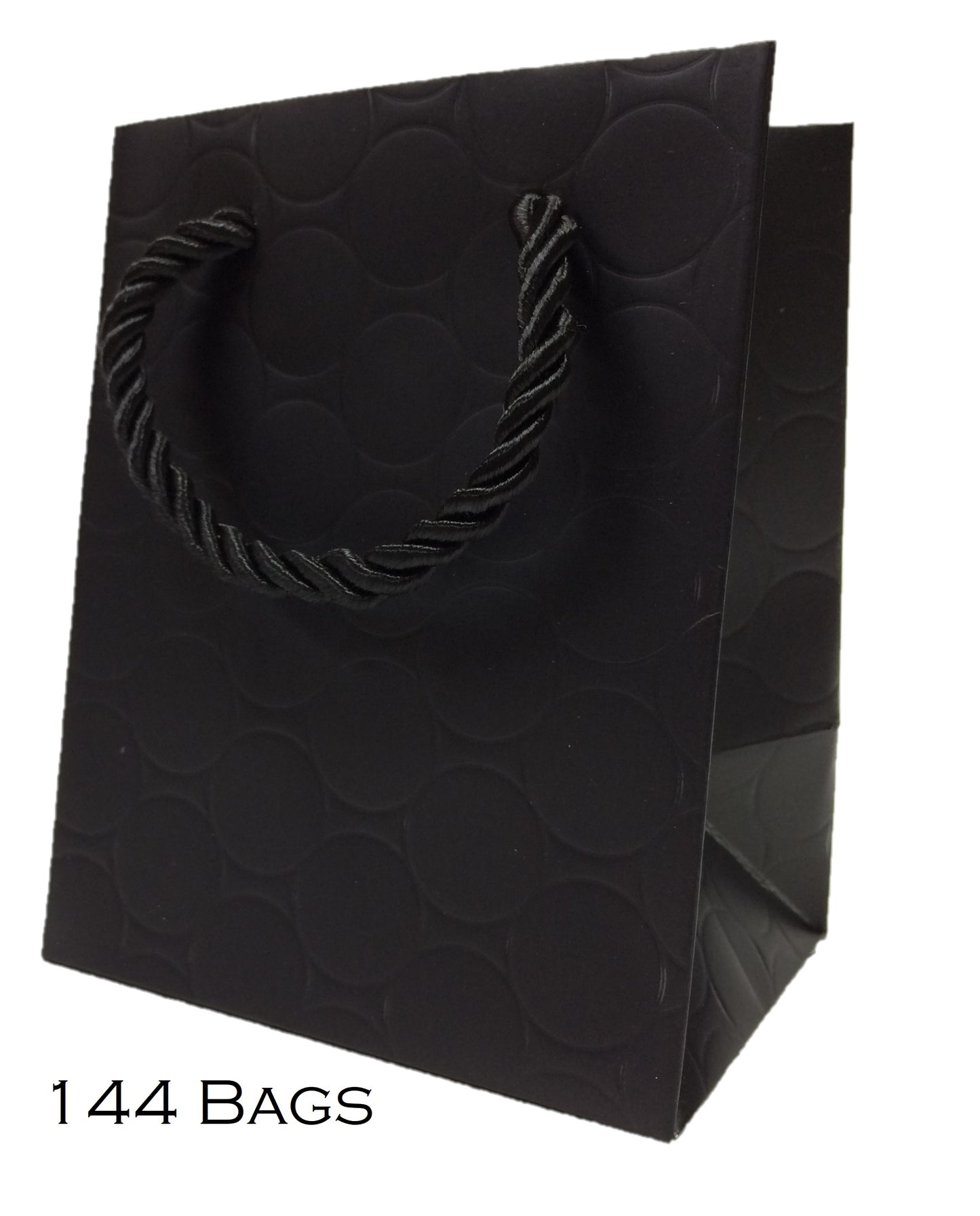 Extra Small Gift Bags with Handles Black Little Paper Bags Mini 4x3x5 Premium Quality Fancy Cute Modern Circle Embossed for Jewelry Merchandise Charms Wedding Shopping