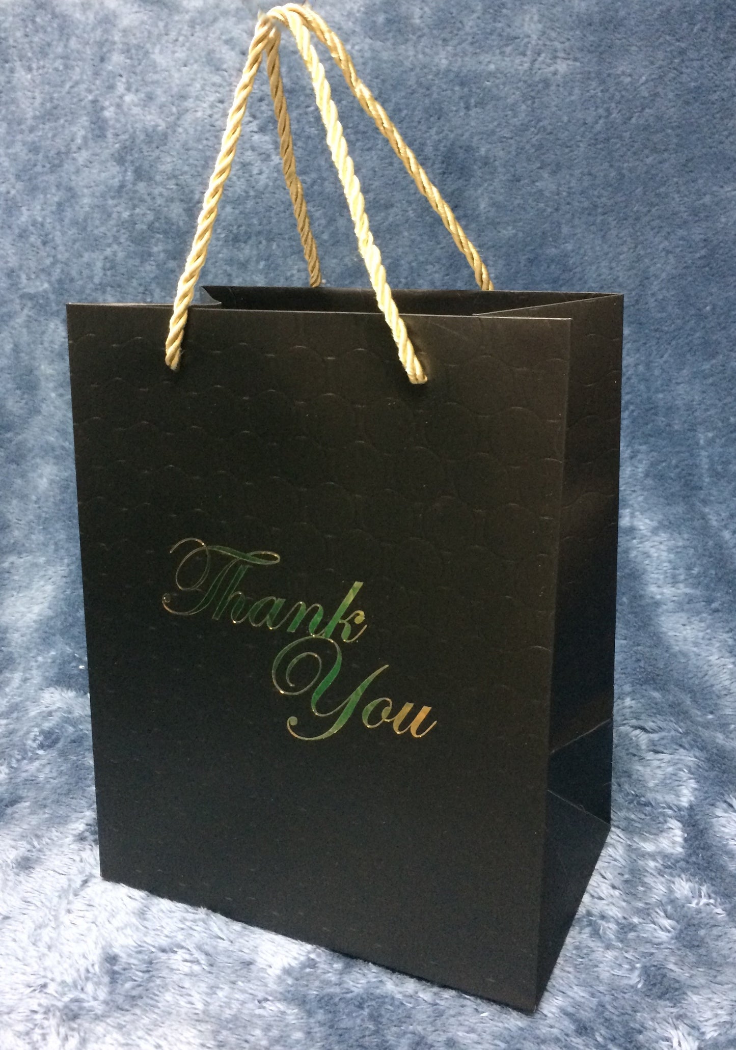 12 Black Thank You Bags with Handles 8x10 Gold Foil Medium Thank U Paper Gift Bags