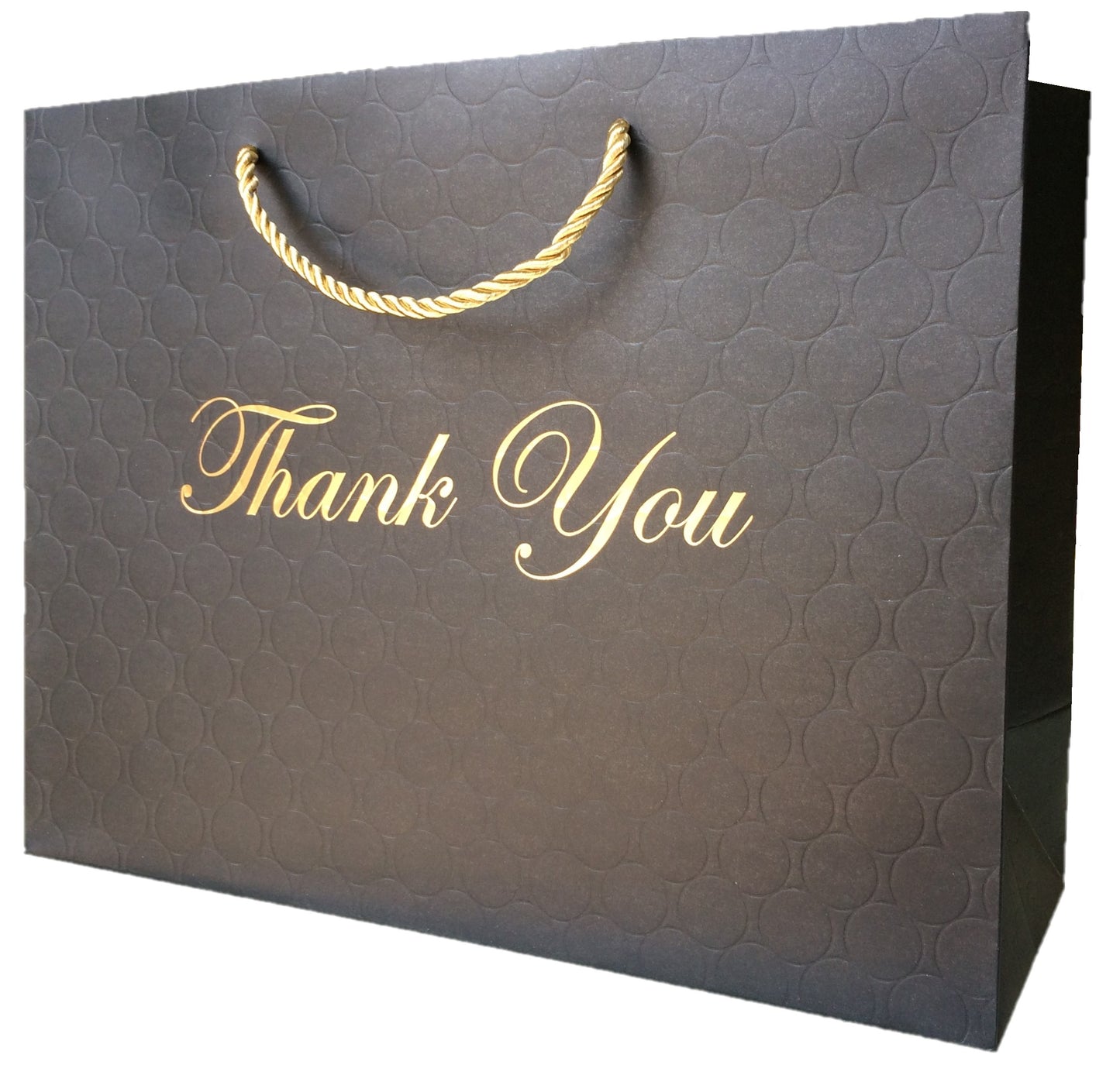 Large Black Thank You Gift Bags Paper Shopping Bags with handles 13x5x10 Gold Foil Large Gift Bags Heavy Duty Premium Quality Matte Embossed for Merchandise, Baby Shower Bags store business